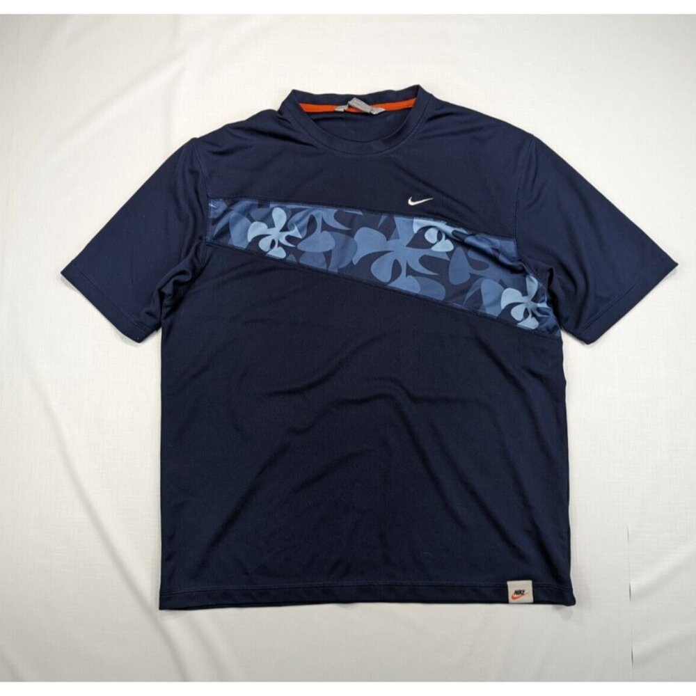Vintage Nike Dri Fit Mens Navy Blue Athletic Jersey Breathable Shirt Size L